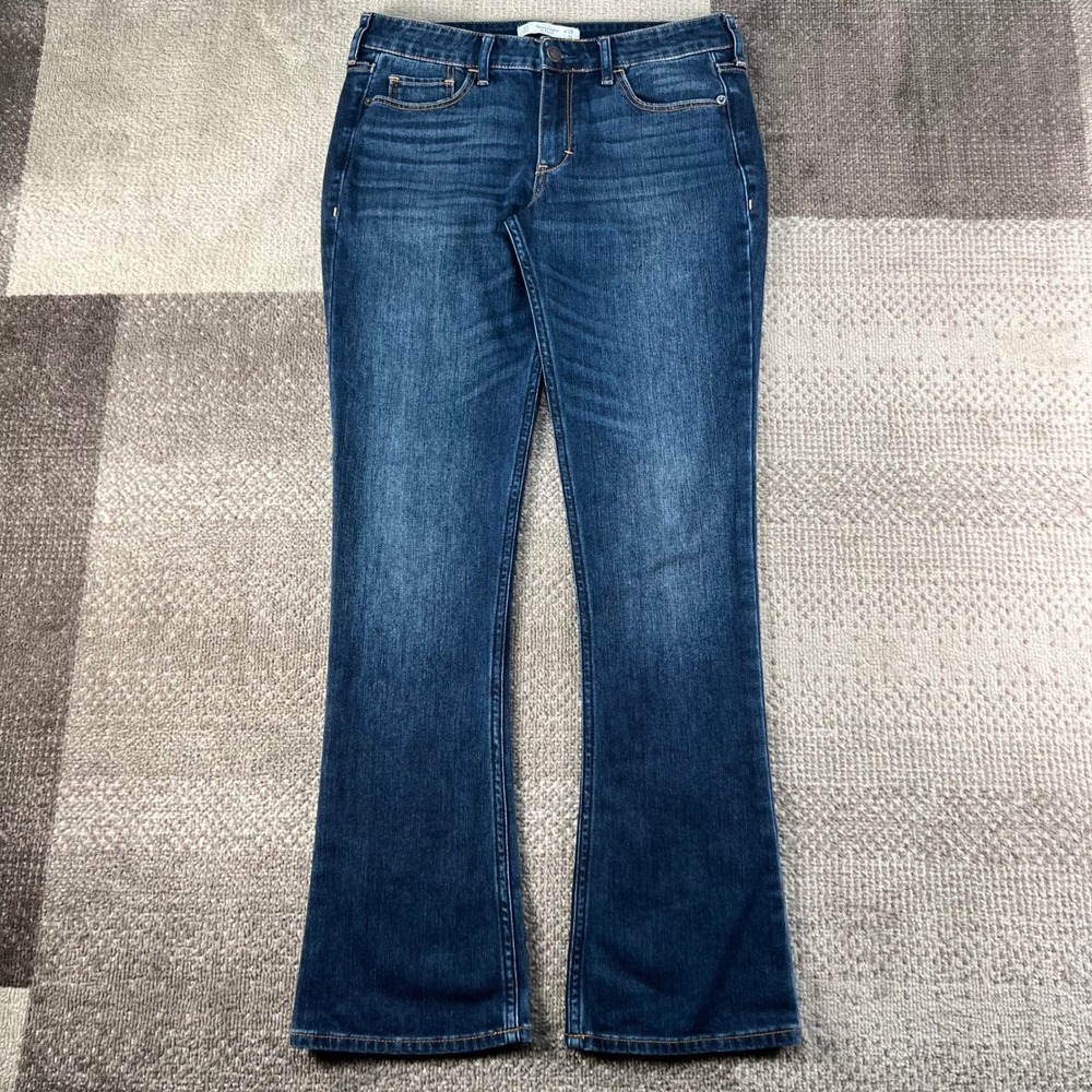 Abercrombie & Fitch Womens 6S 28X31 Dark Wash Bootcut Denim Jeans Whiskered